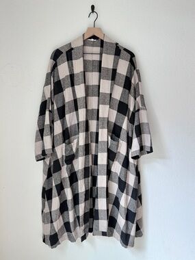 Ali Golden Buffalo Plaid raw silk duster jacket - XS/S